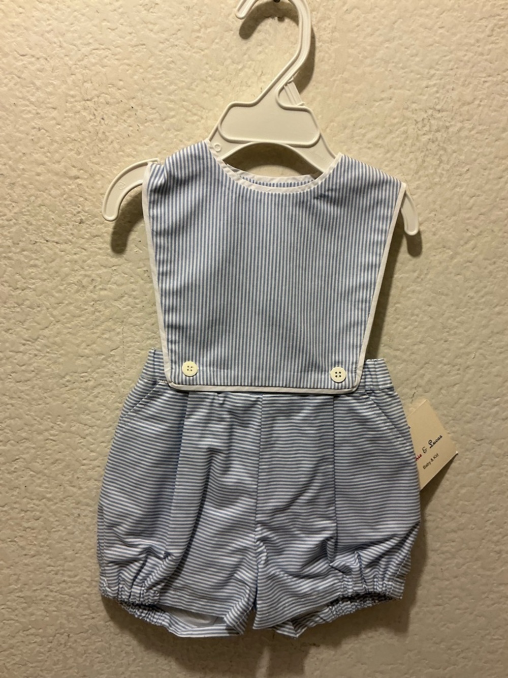 New Sophie & Lucas Striped Blue & White Baby Romper